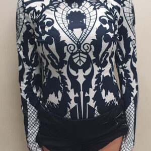 בגד גוף שחור לבן גולף עם שרוול ארוך מתאים לחטיבה ותיכון